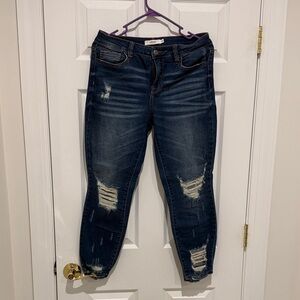 Cello Dark Blue Distressed Skinny Jeans